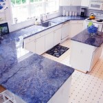Blue Bahia kitchen counters and island.